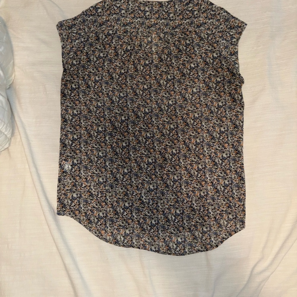 Cap Sleeve Floral Blouse in Blue Multi